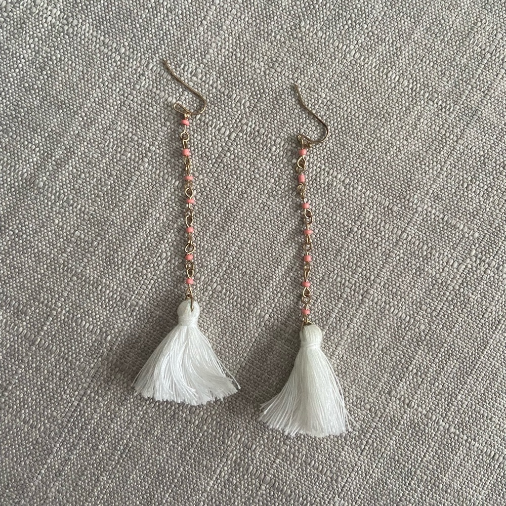 Pink and white statement earrings